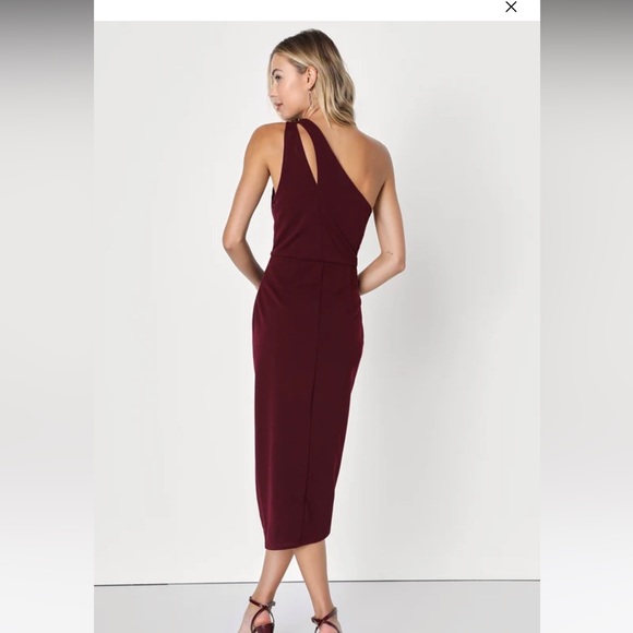 Lulus So Flirty Burgundy One-Shoulder Cutout Asymmetrical Dress Burgundy - Picture 3 of 5